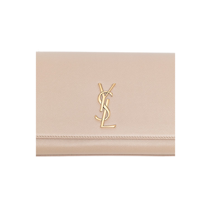 Kate Calf Leather Clutch - Dark Beige (Beige)