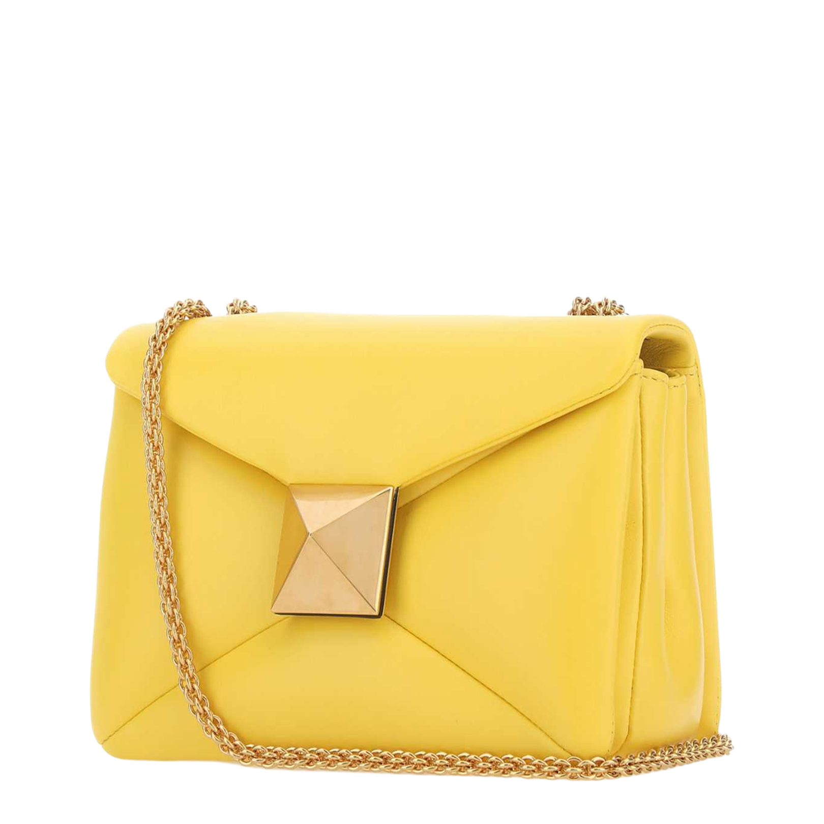 Yellow nappa leather One Stud shoulder bag