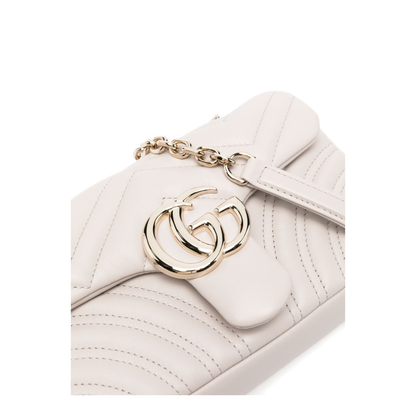 GG Marmont Small Matelassé Chevron Nappa Leather Shoulder Bag - Light Grey