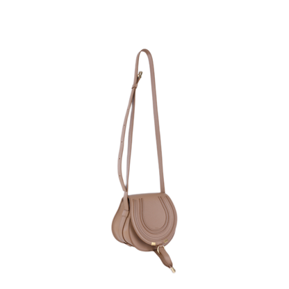 Marcie Small Calfskin Saddle Bag - Light Tan Brown