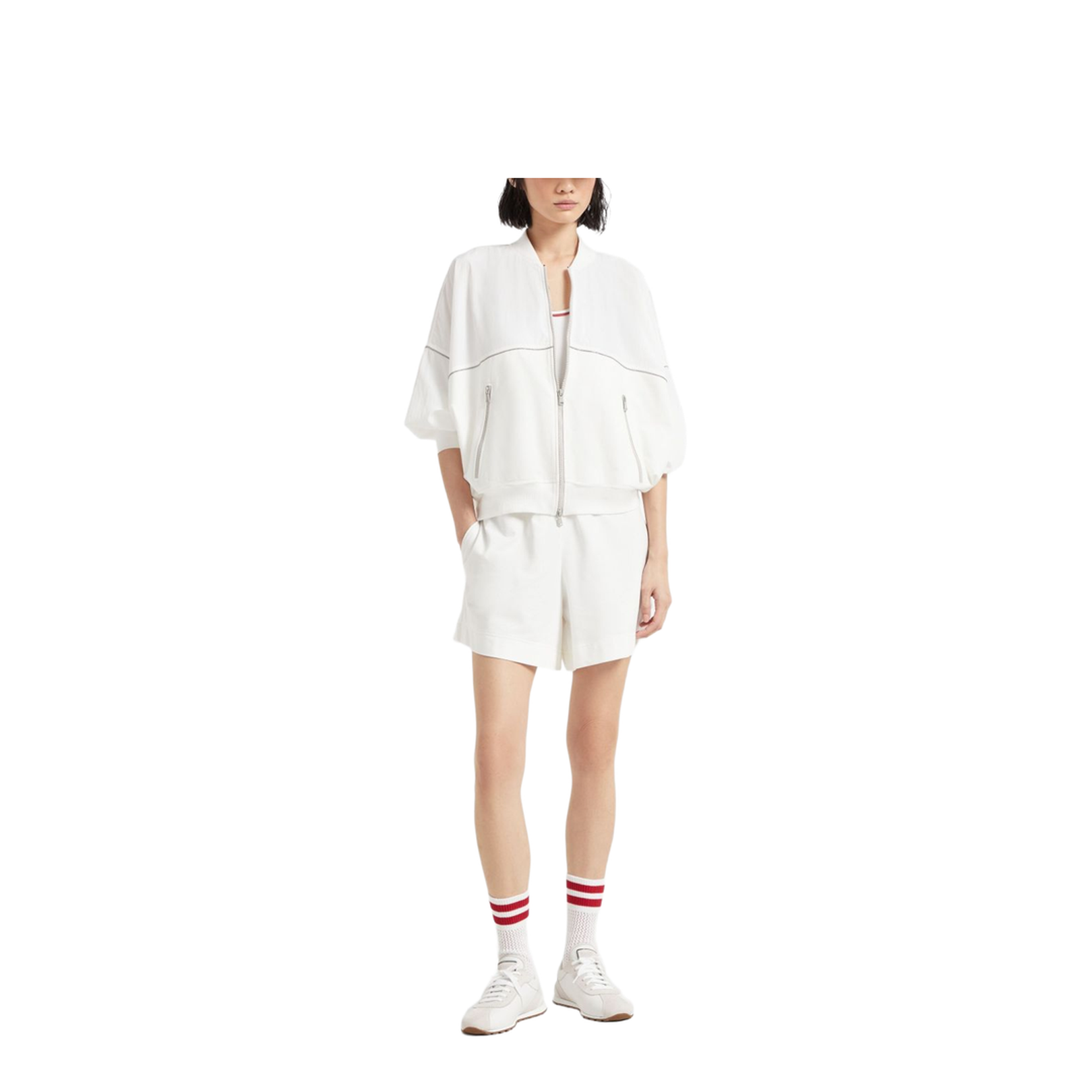 Ribbed Jersey Top in Off-White