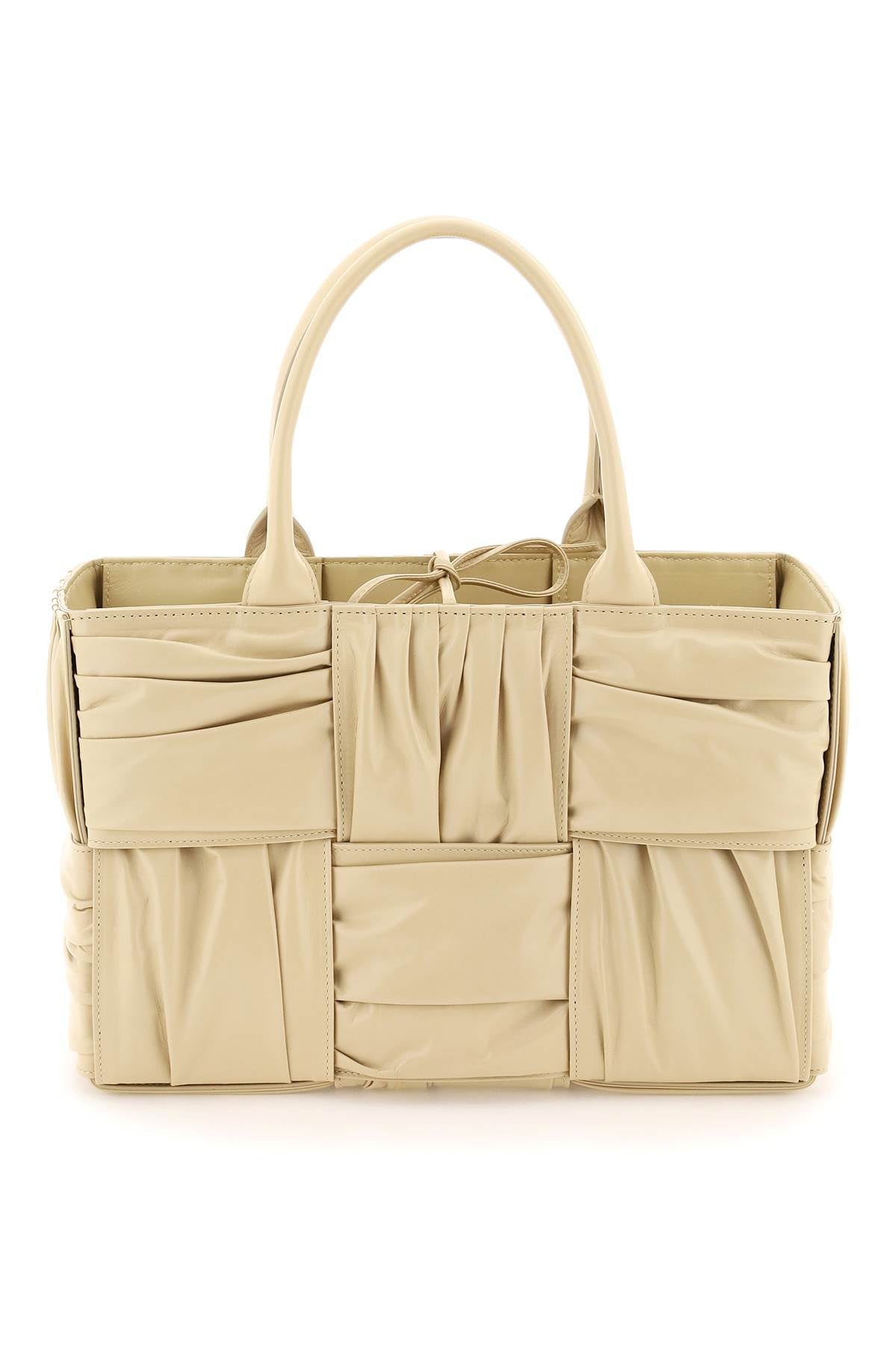 Small Arco Tote Bag In Beige Porridge & M Brass