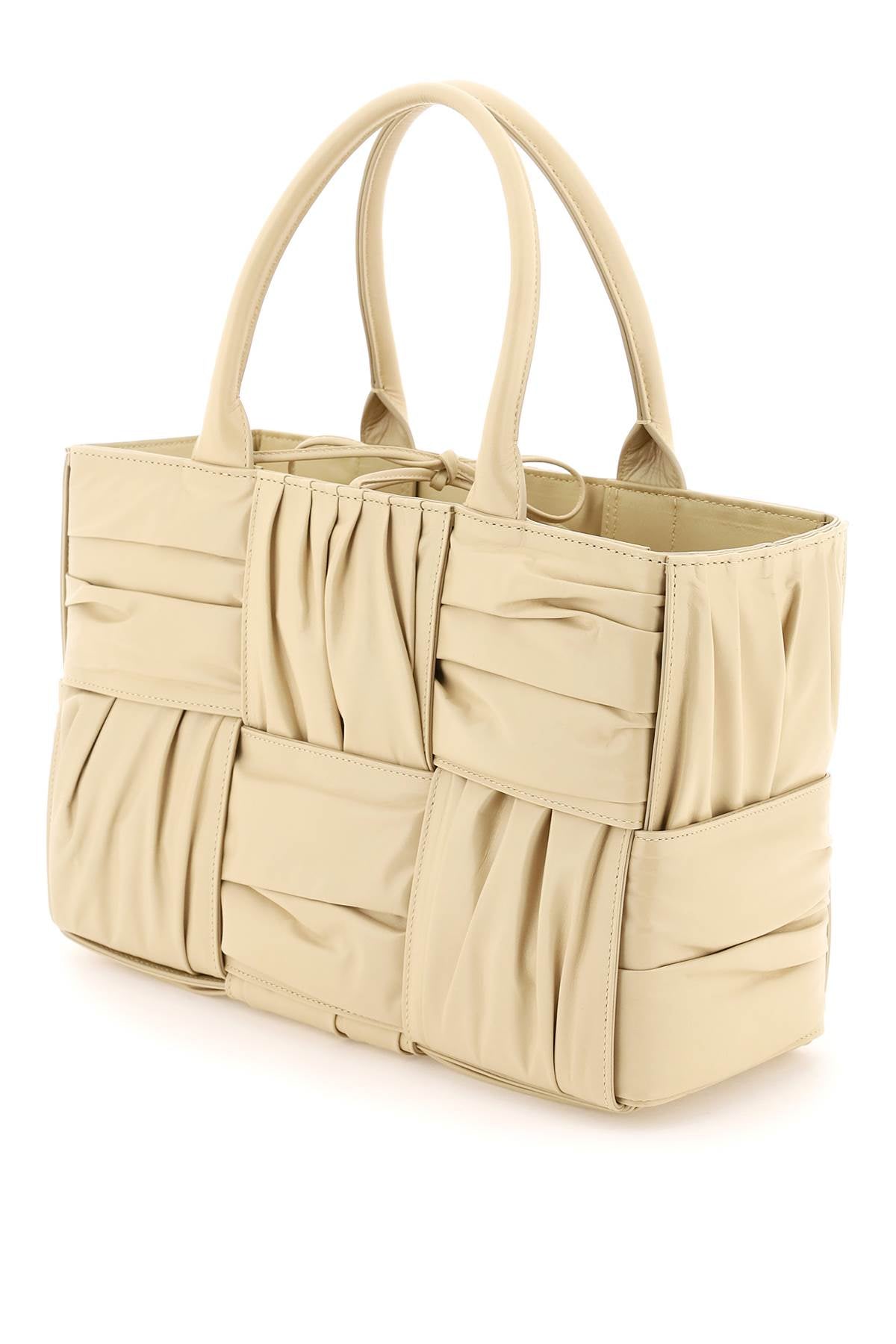 Small Arco Tote Bag In Beige Porridge & M Brass