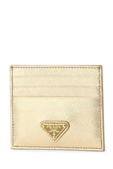 Saffiano Leather Cardholder, Gold Hardware