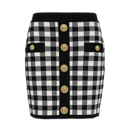 Logo Button Vichy Skirt