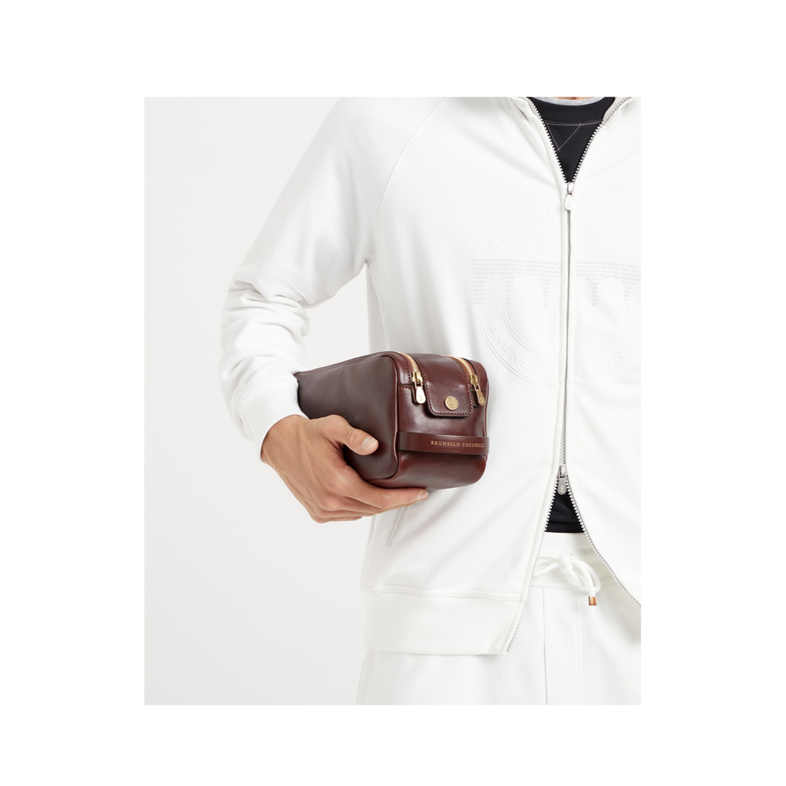 Beauty Case with Double Zipper in Burgundy