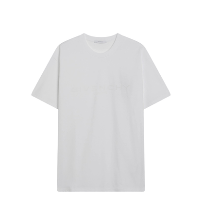 White Cotton and Silk T-Shirt with Jacquard Logo