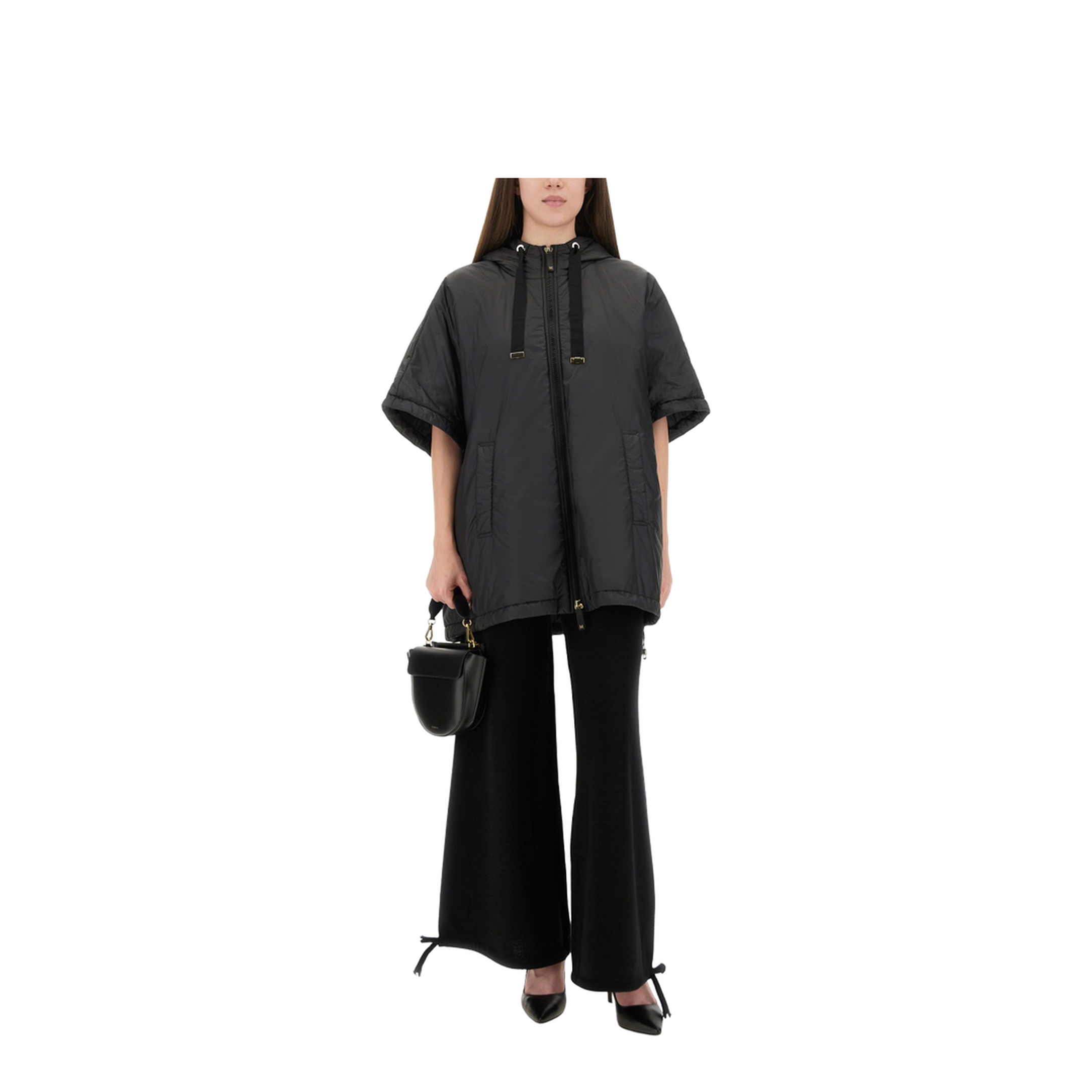 Padded Cape With Hood Coats Black