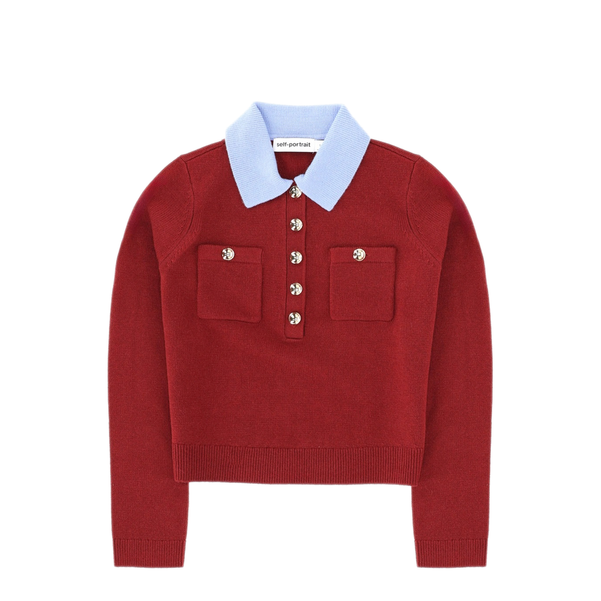 MAYFEYR - Self Portrait - Wool Blend Polo Top - AW25021TABUBURGUNDY