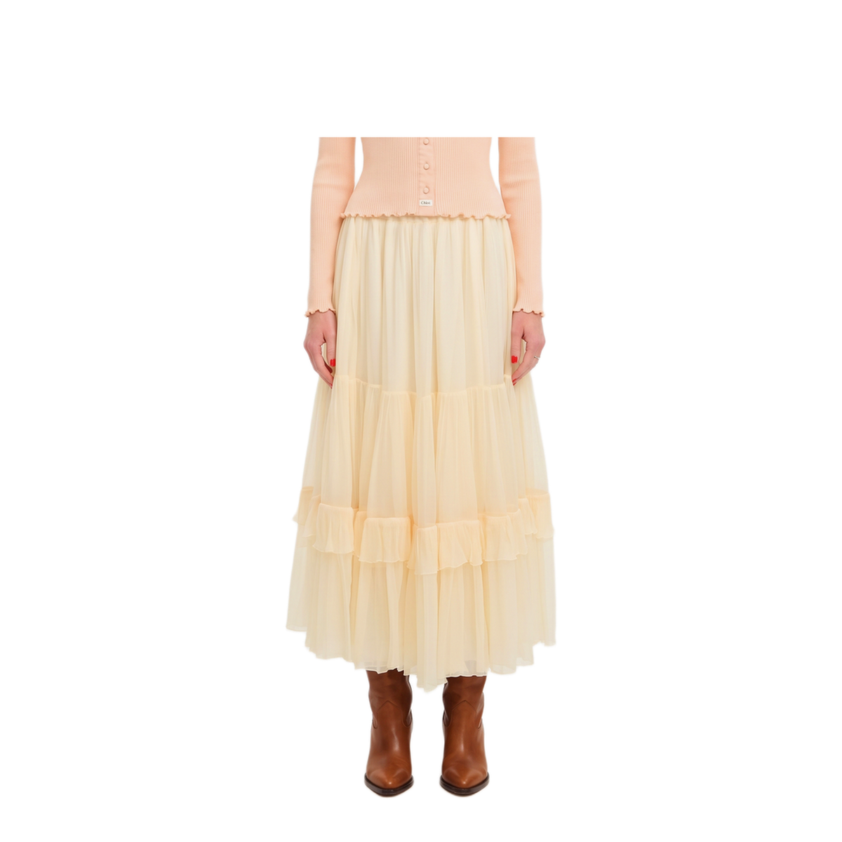 MAYFEYR - Chloè - Long Silk Muslin Ruffle Skirt - CH26WJU2000114