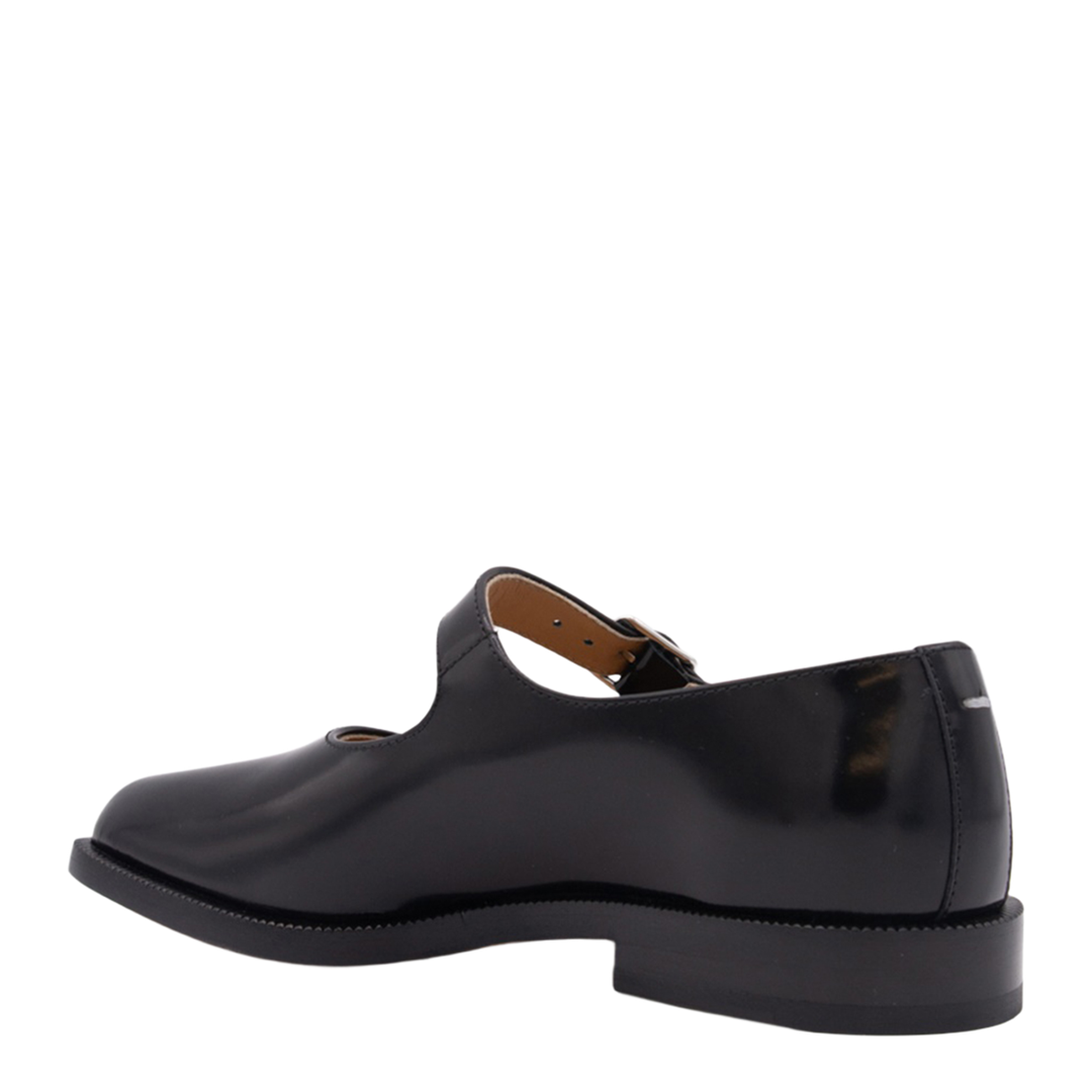 Black Leather Tabi Mary-Jane Shoes