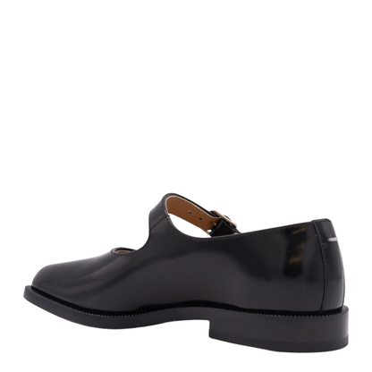 Black Leather Tabi Mary-Jane Shoes
