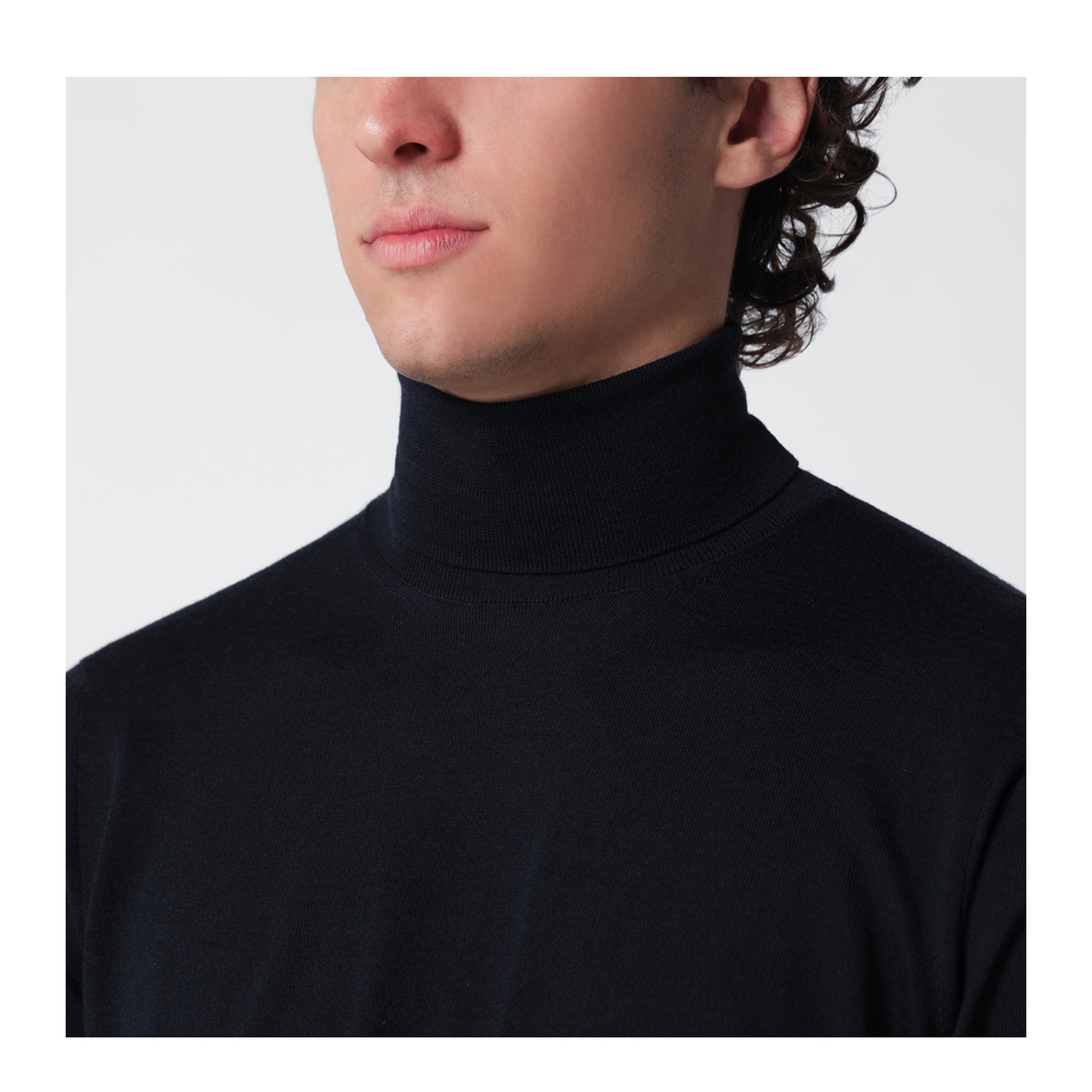 MAYFEYR - Drumohr - Navy Blue Wool Turtleneck Sweater - D0D104WO790