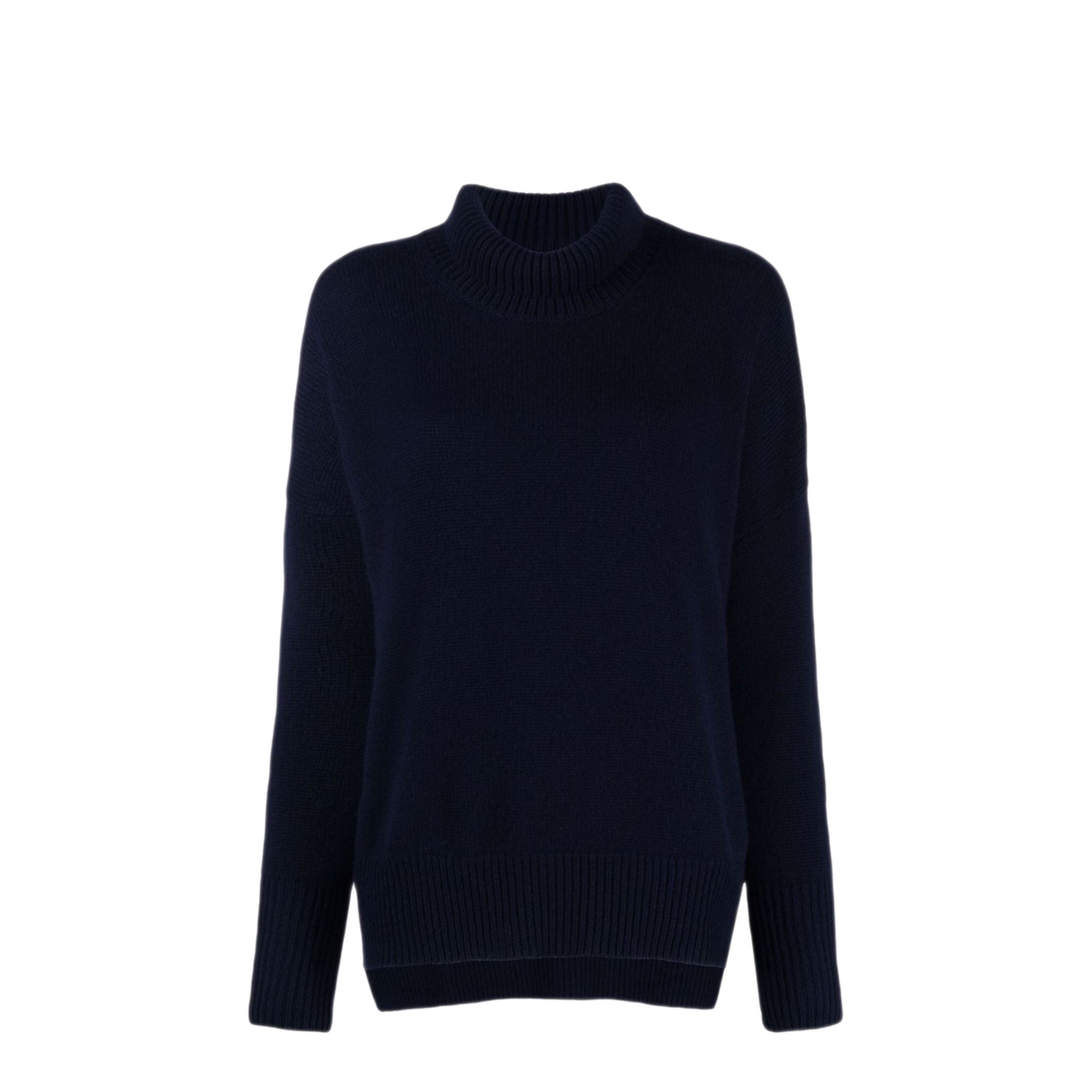 MAYFEYR - Lisa Yang - Navy Cashmere Fine Knit Roll Neck Sweater - 202113NA