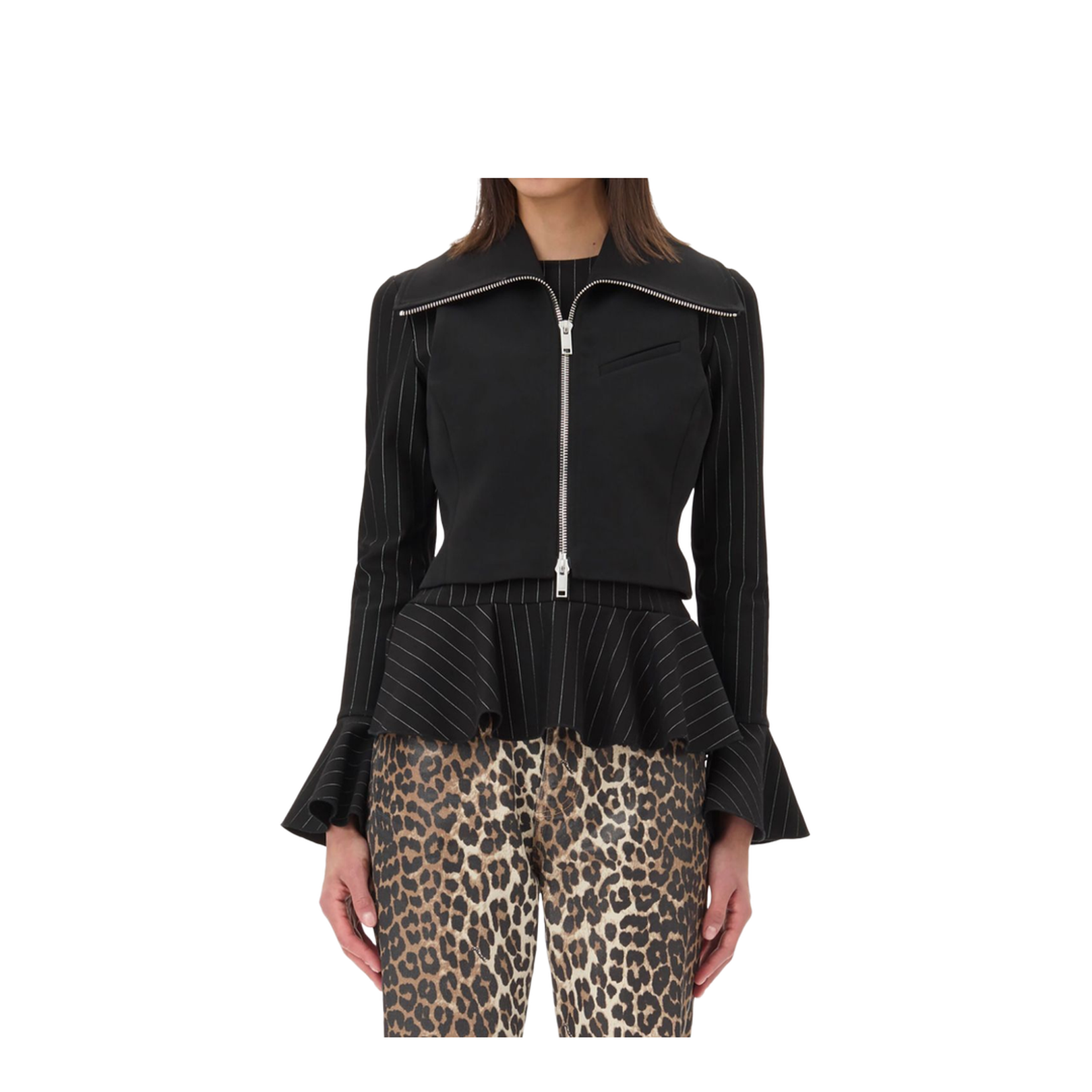 Black Recycled Polyester Crepe Texture Sweater