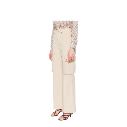 Cotton Cargo Trousers in Natural