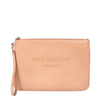 Camel Leather Clutch Bags - Brown