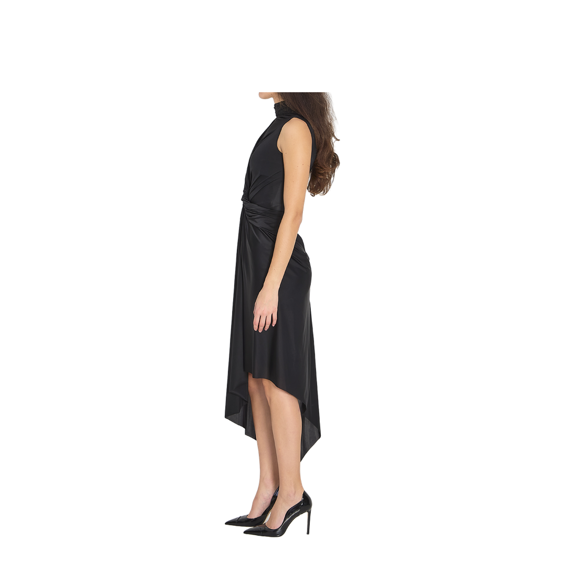 Long Asymmetric Dress In Stretch Fabric