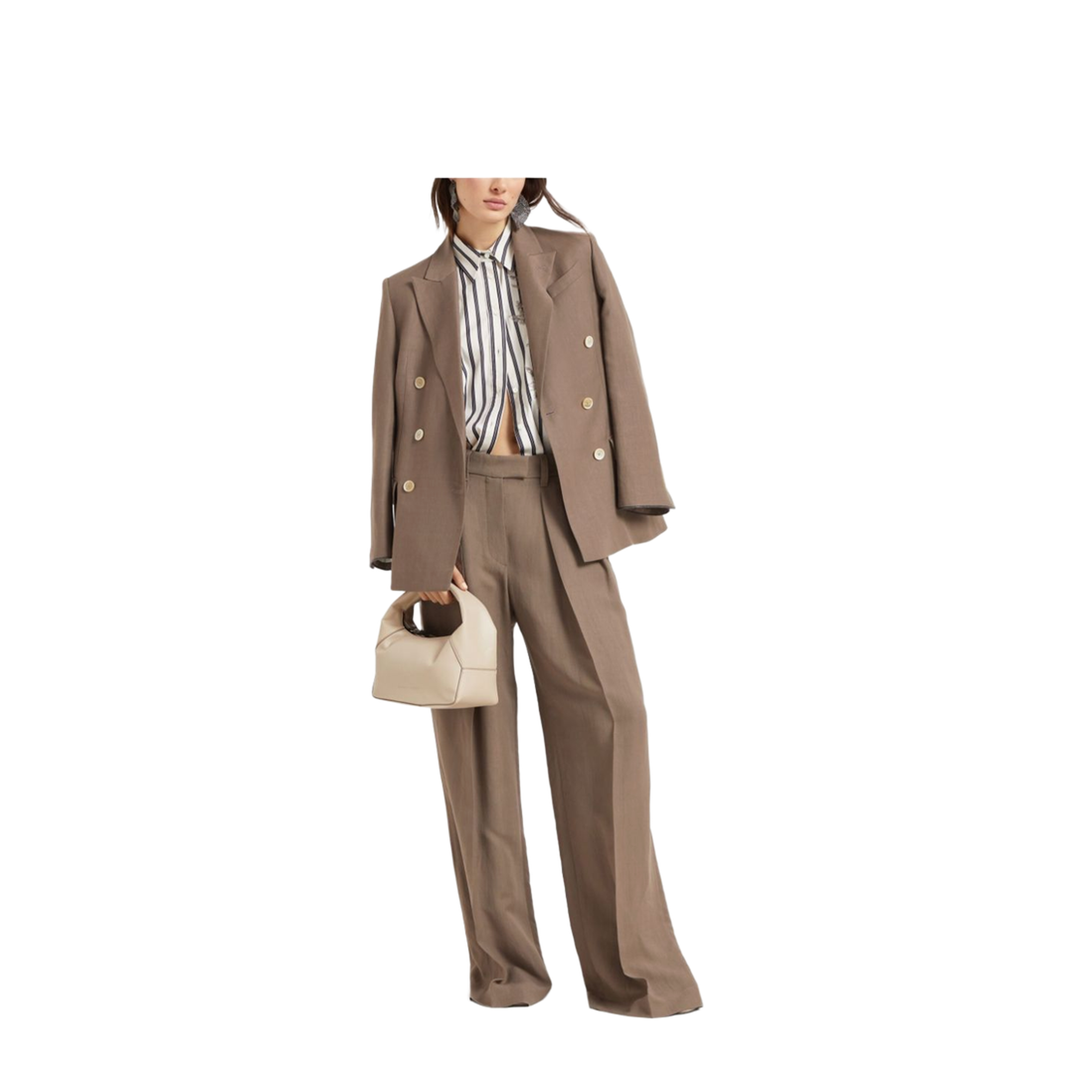 Linen Blend Double-Breasted Jacket