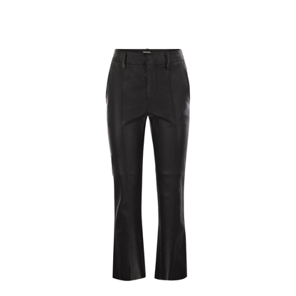Stretch Nappa Leather Square Cigarette Trousers with Jewellery