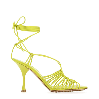 Acid Green Nappa Leather Dot Sandals