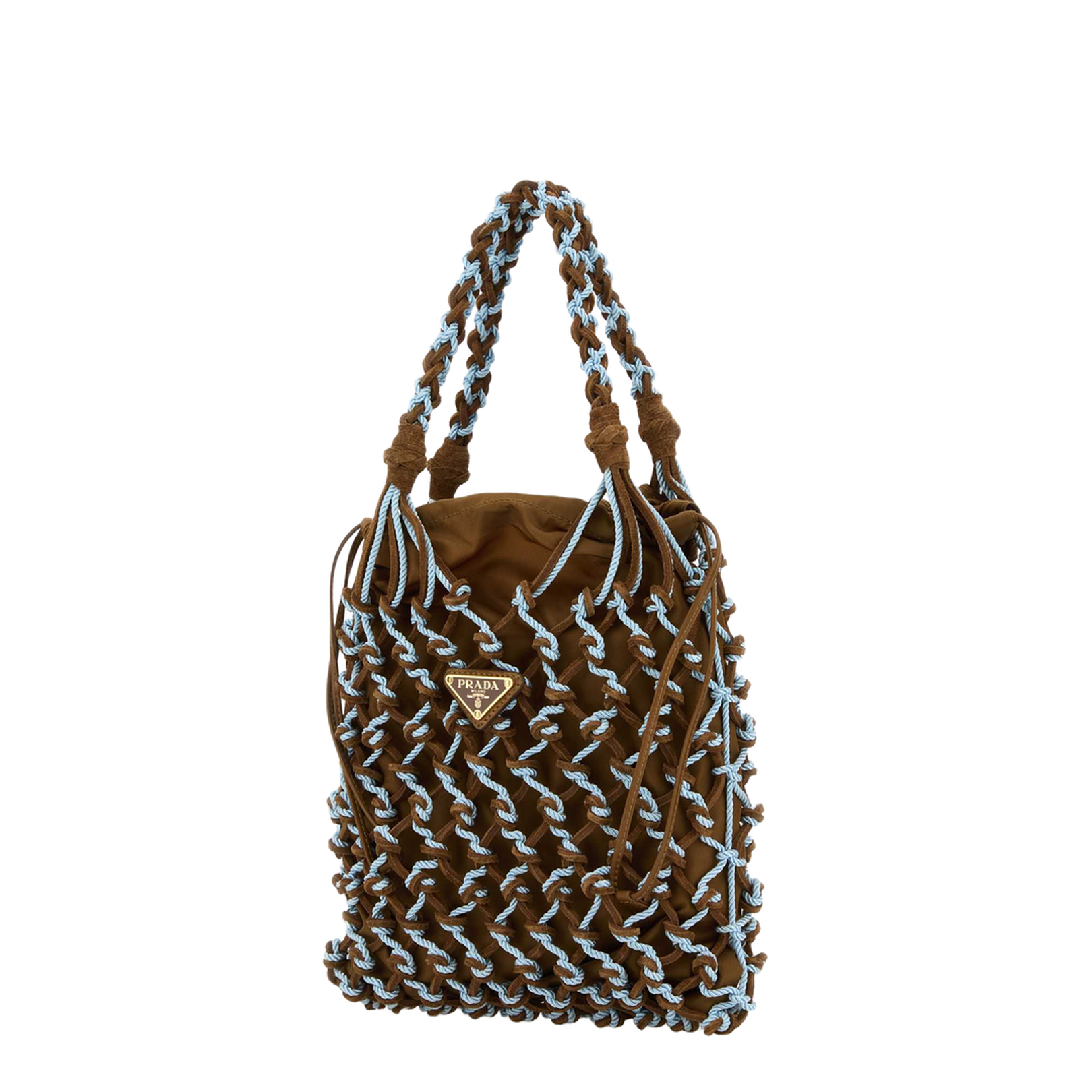 Noué Small Macramé And Suede Bag