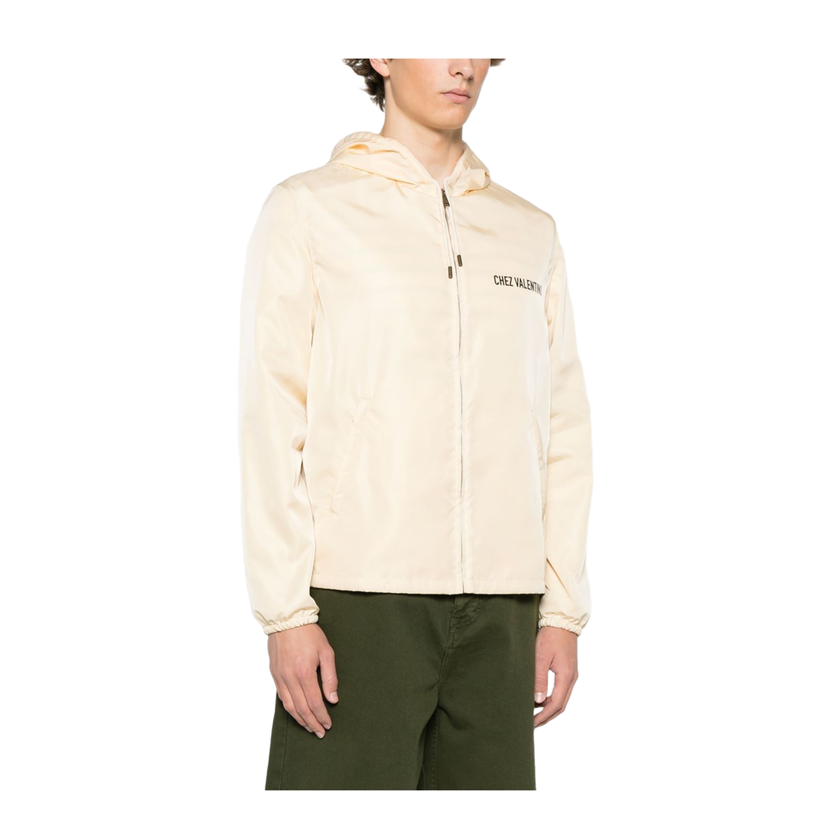 Light Beige Front Zip Fastening Jacket