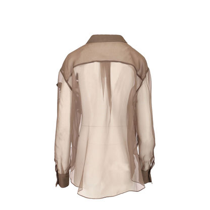 Crispy Silk Shirt with Flora Appliqué