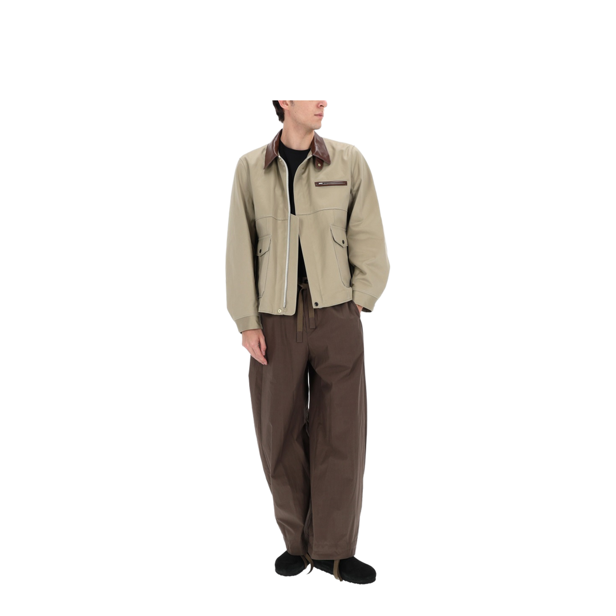 Jacket with Leather Collar