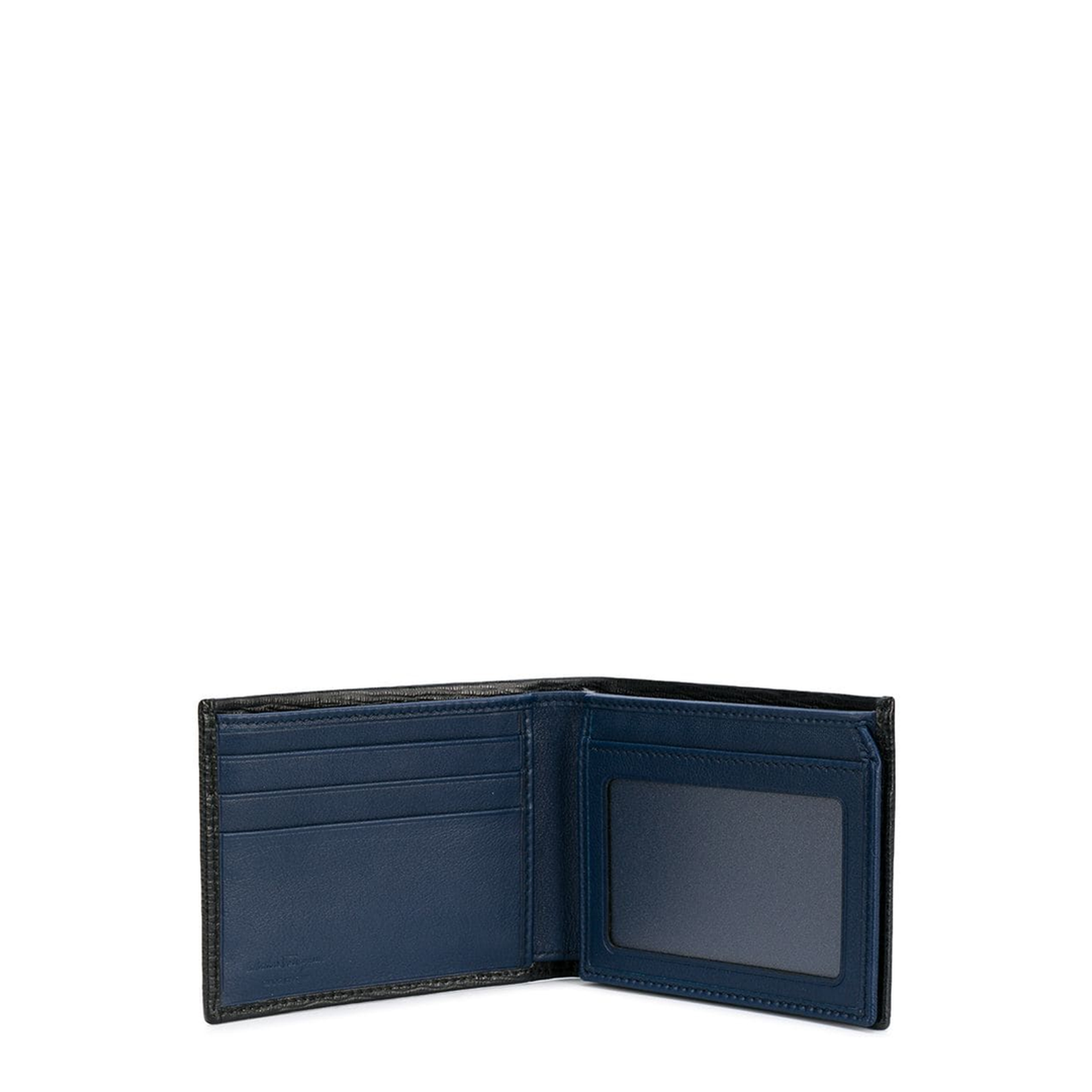 Black Calf Leather Double Gancio Billfold Wallet