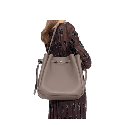 Romy Large Pebbled Leather Bucket Bag - Wild Mushroom