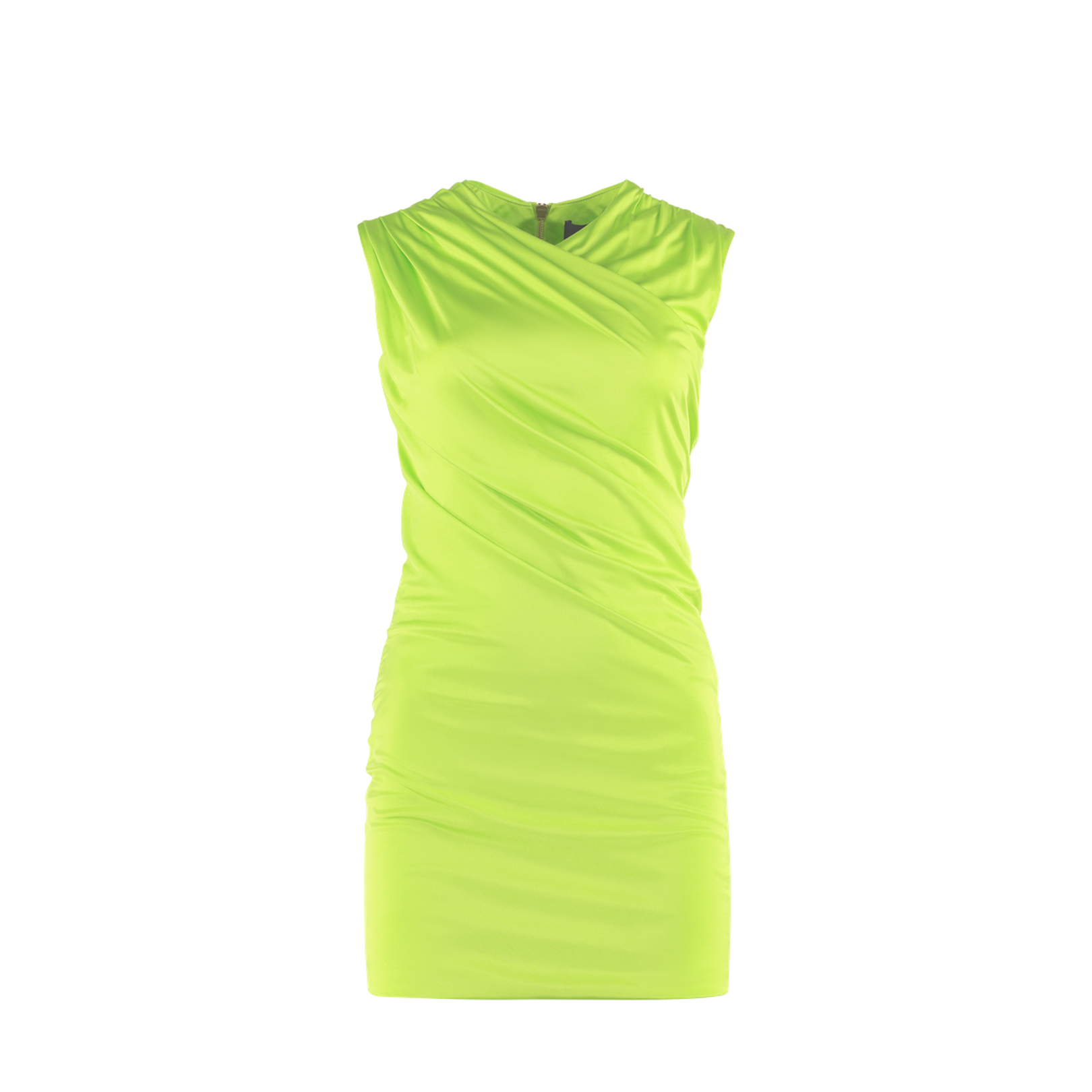 Gathered Crossover Neck Jersey Minidress