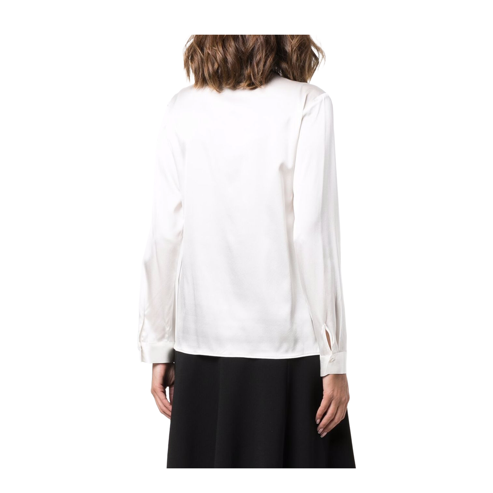 White silk blend long-sleeve shirt