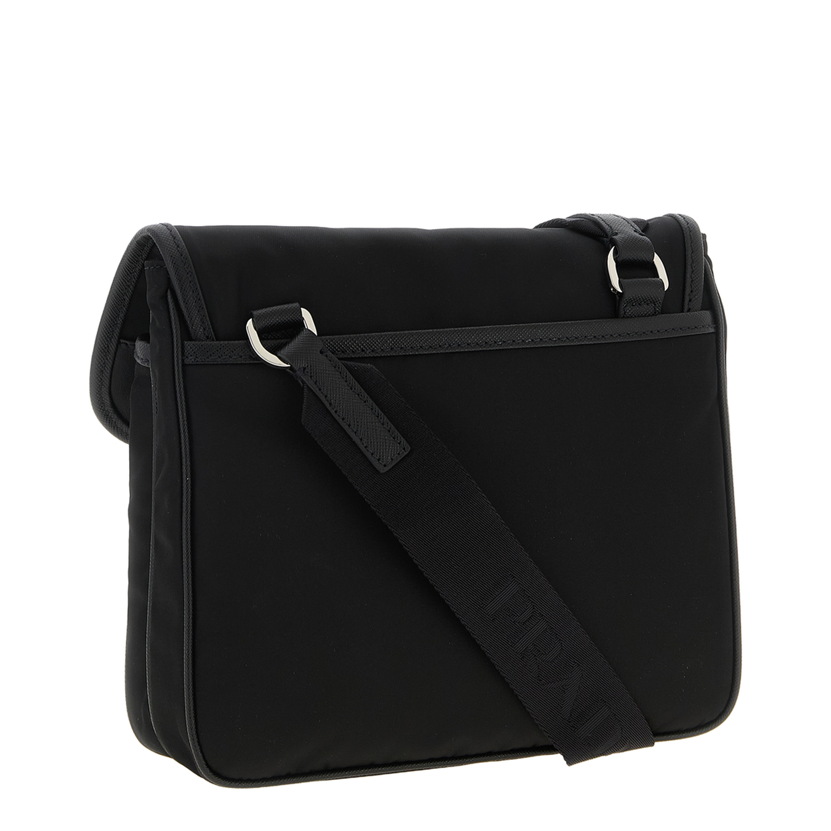 Black Re-nylon And Saffiano Leather Shoulder Bag