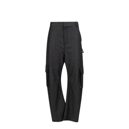 Barrel Leg Wool Cargo Pants