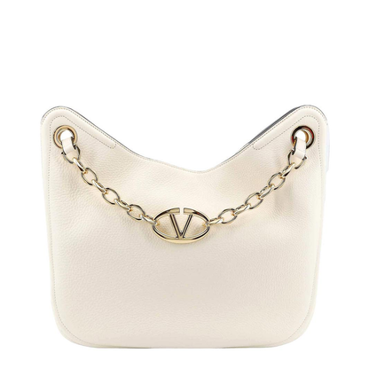 Hobo Bag Crafted in Ivory Grained Leather