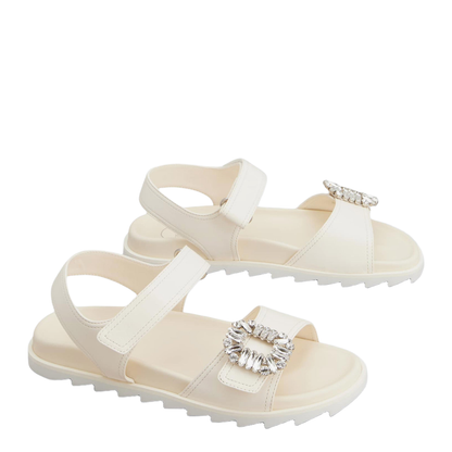 MAYFEYR - Roger Vivier - Ivory Leather Sandals With Crystal Buckle - RVW4584469091TC019