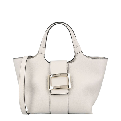 Belle Vivier Mini Shopping Bag In Ice White Calfskin - Ice White