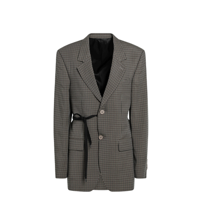 Wrap Tailored Jacket in Khaki/Brown