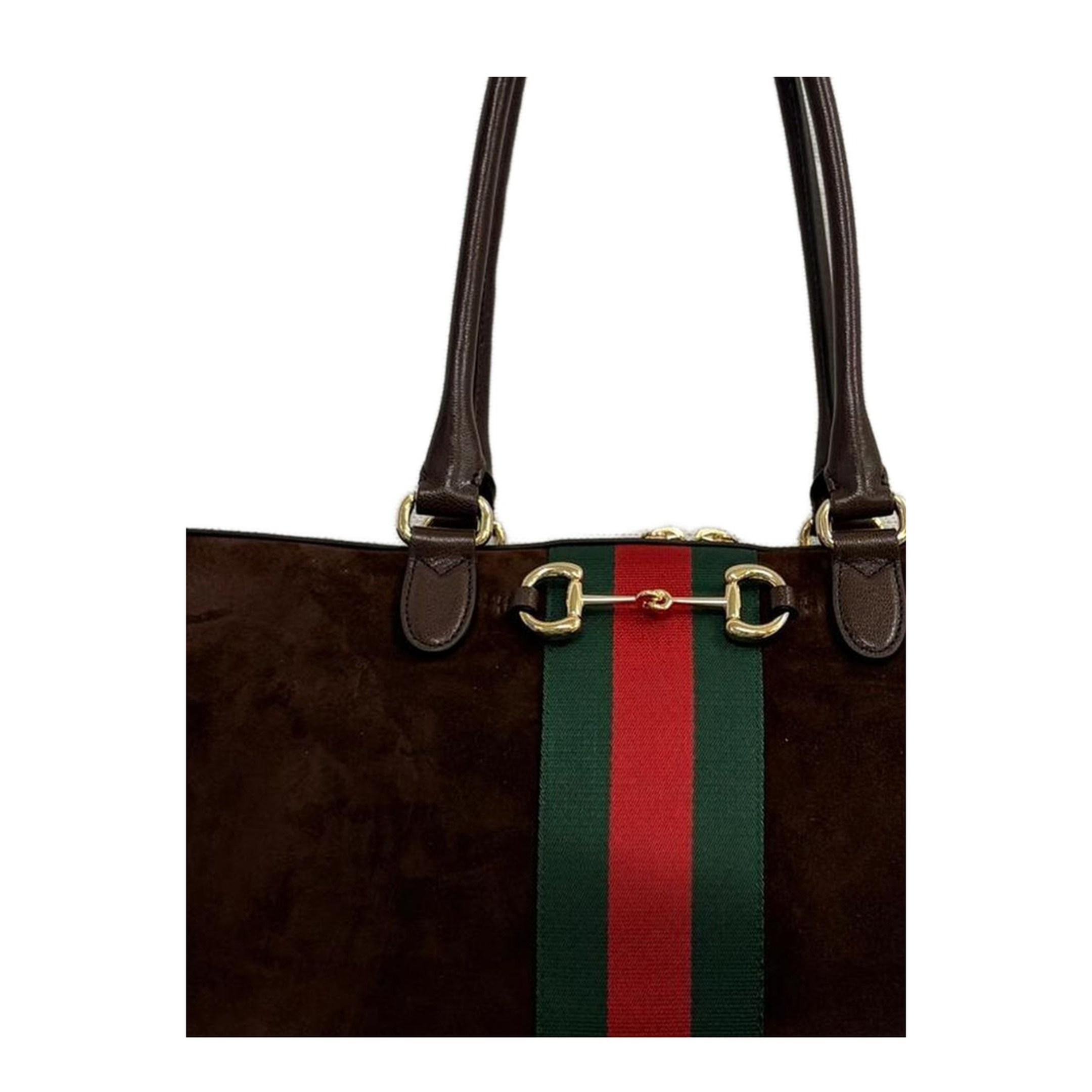 Borsetto Large Boston Bag in Dark Brown Suede