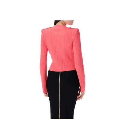 Long-sleeved cable-knit cardigan
