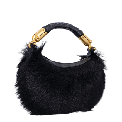 Goat Fur Handbag - Black