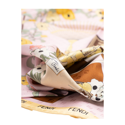 Gardening Pink Multicoloured Silk Foulard