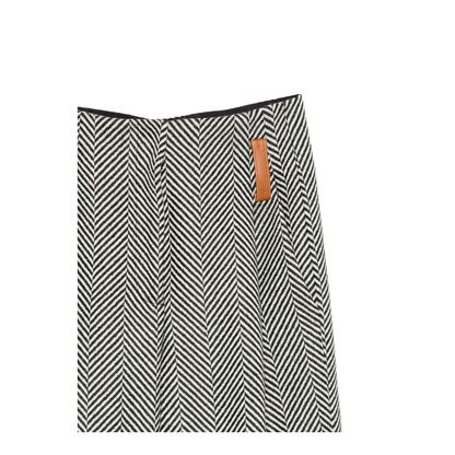 High-Rise Trousers in Wool with Chevron Patterning