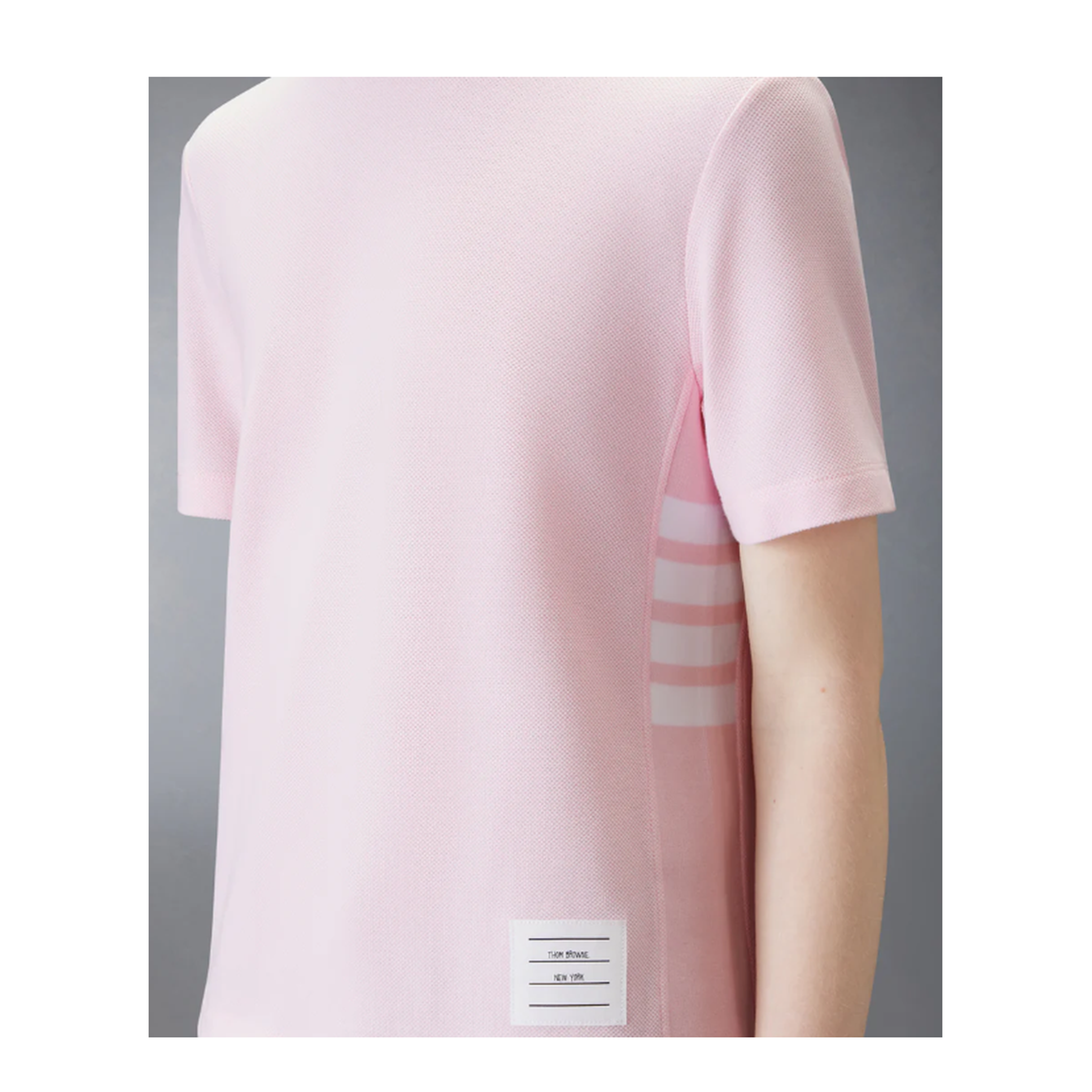 MAYFEYR - Thom Browne - Short Sleeve Tee With Engineered 4 Bar Stripe In Classic Pique - FJS207A00050680