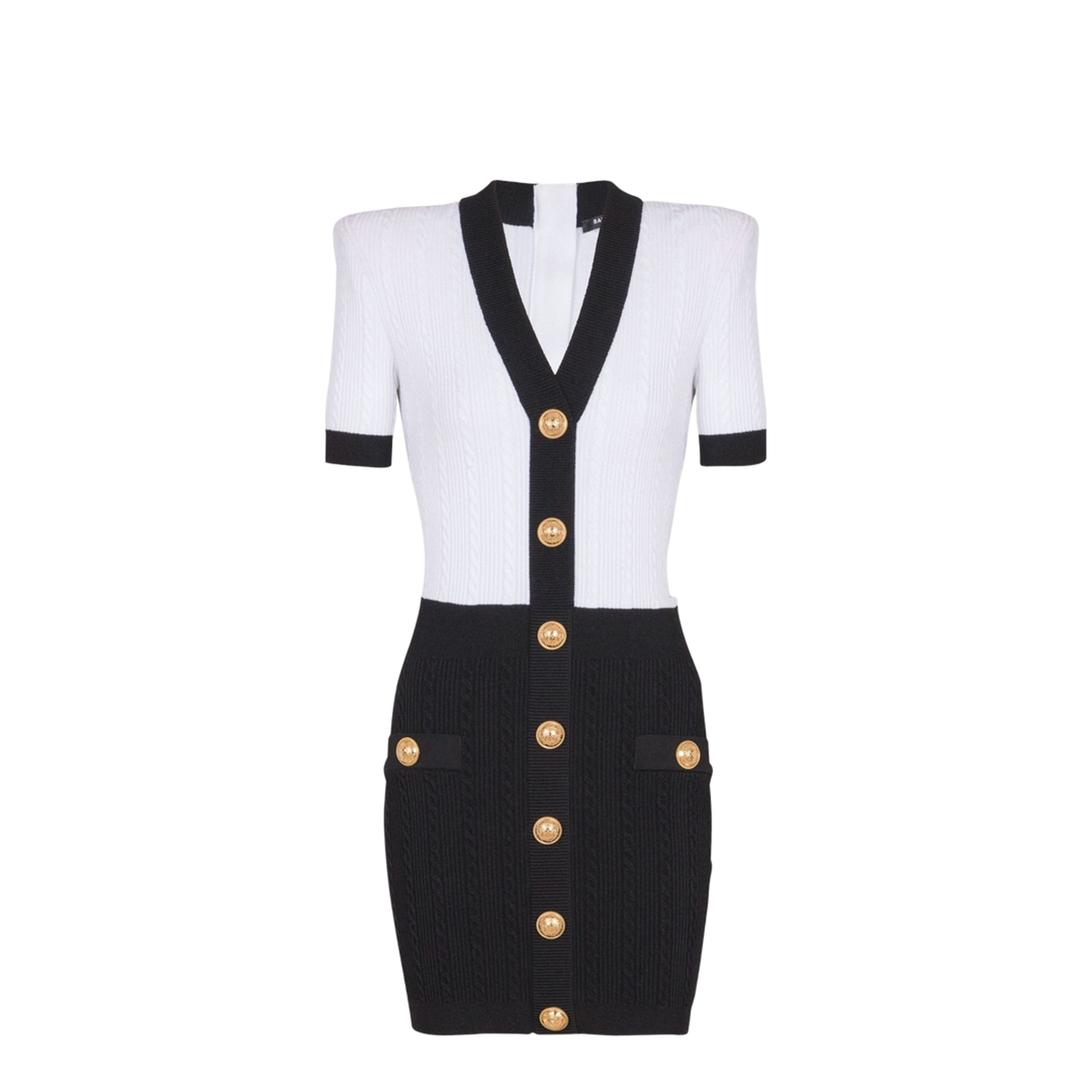 Two-tone cable-knit bodycon dress