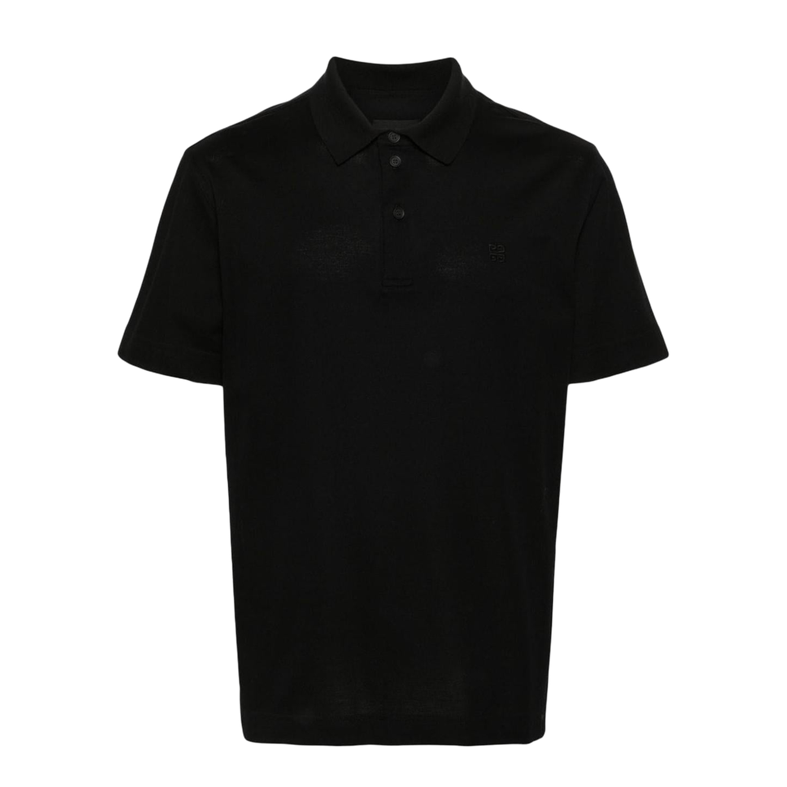 Black Cotton Pique Polo Shirt