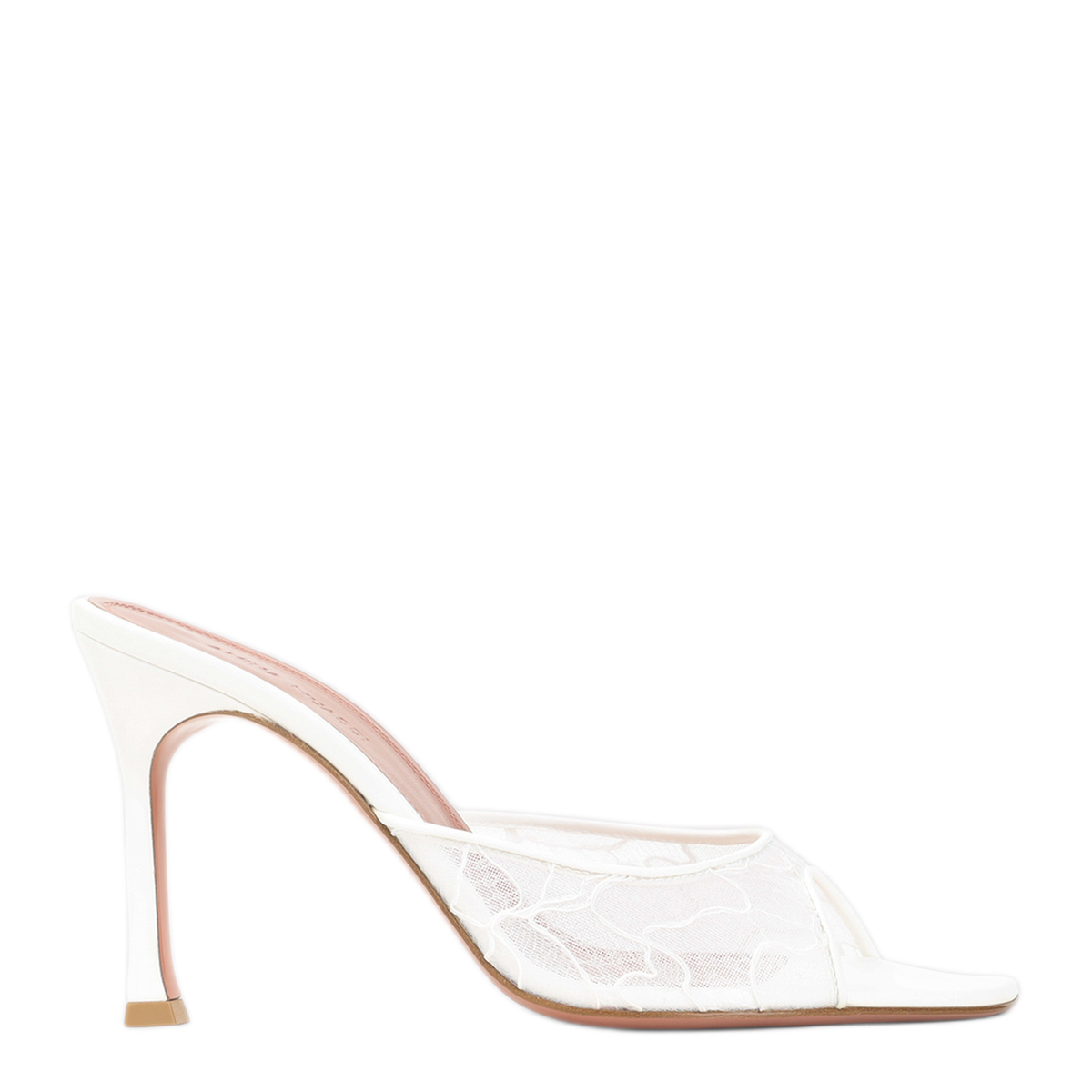 MAYFEYR - Amina Muaddi - Ivory Leather Alexa Lace 95 Slippers - 12S356878ALEIVORY