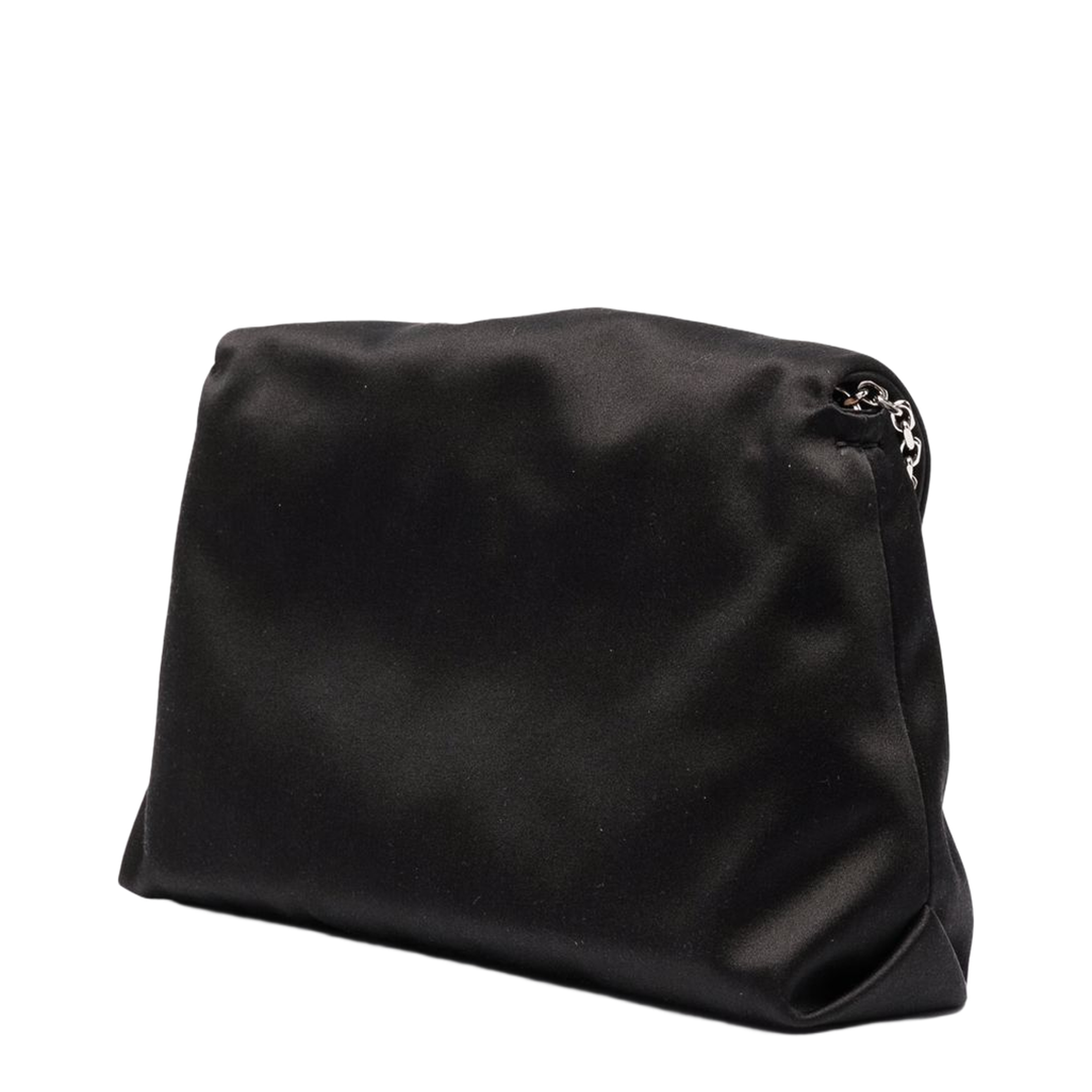 Roger Vivier RV Bouquet Strass Buckle Drapé Mini Satin Clutch Bag - Black