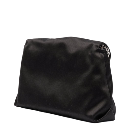 Roger Vivier RV Bouquet Strass Buckle Drapé Mini Satin Clutch Bag - Black